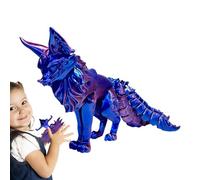 3D Printed Fox Toy - Articulating Nine-Tailed Fidget With Mysterious Charming Detail, Stress Relieving ABS Action Figure | DIY Decorative Collectible For Kids And Friends Rainbow Gradient Artistic Sta