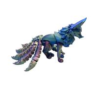 3D Printed Fox Toy - Articulating Nine-Tailed Fidget With Mysterious Charming Detail, Stress Relieving ABS Action Figure | DIY Decorative Collectible For Kids And Friends Rainbow Gradient Artistic Sta