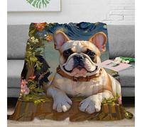 3D Printed French Bulldog Cozy Throw Blanket Microfiber Warm Soft Bedding Cosy Artistic Pet Portrait Bed Blanket Luxurious Gift for Wedding Anniversary Newlyweds Couples 60x80inch(150x200cm)