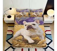 3D Printed French Bulldog Fitted Sheet Microfiber Deep Pocket Bedroom Bedding French Bulldog Mattress Fitted Cover Full Wrap Non-Slip for Home 90x200x25cm