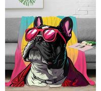 3D Printed French Bulldog Throw Blanket Ultra-soft Super Soft Cozy Fuzzy Warm Throws with Anti-wrinkle/anti-tarnishing Lightweight for Bed And Sofa And Couch, Kids Adults 70x80inch(180x200cm)