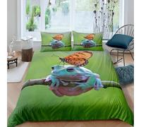 3D Printed Frog Butterflies Duvet Cover 260x220 3PC Duvet Set with Zipper Closure and 2 Pillowcases 50x75 Branch Soft Breathable Microfiber Bedding Set 2915-J