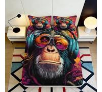 3D Printed Funky Monkey Fitted Sheet, Microfiber Bed Cover, Non-slip, Home