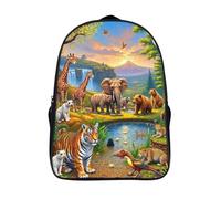 3d printed funny cool animal paradise school backpack wild animals two compartment large capacit bag comfortable with big pockets laptop daypack-16inch,travel rucksack for school or traveling