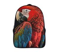 3d printed funny cool animal portraits fashion school bag macaw two compartment casual rucksack sturdy with side mesh pouch casual daypack-16inch,travel backpack for age 12 and up