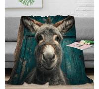 3D Printed Funny donkey face Living Room Throw Soft Warm Bedding Cosy Cute animal portrait All Season Blanket Machine Washable No Shedding for Travellers Campers Families 40x50inch(100x130cm)