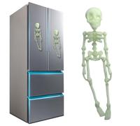 3D Printed Funny Goth Skeleton Fridge Magnets, Skull Fridge Magnet with Movable Joints for Kitchen Office and Locker Halloween Decoration (Glow Green)