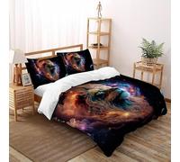 3D Printed Galactic Lion Quilt Cover Wild Land Animal Bedding Set 3 Pieces Soft Microfiber with Pillowcases,Hidden Zipper for Teens And Adults Double（200x200cm） Room Decor