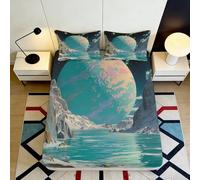 3D Printed Galactic Planet Fitted Sheet Microfiber Soft Durable Cosmic Nebula Mattress Cover for Bedroom Dormitory Guest Room Mattress Protection 180x200x25cm