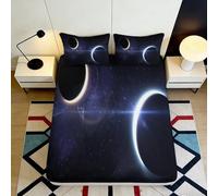 3D Printed Galaxy Fitted Sheet Microfiber Deep Pocket Non-Slip Bedroom Bedding Universe Mattress Fitted Cover Washable Skin-Friendly 200x200x25cm