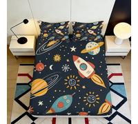 3D Printed Galaxy Space Fitted Sheet Microfiber Deep Pocket Non-Slip Bedroom Bedding Planet Mattress Fitted Cover Washable for Adults Teens 180x200x25cm