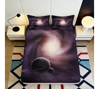 3D Printed Galaxy Spiral Fitted Sheet Microfiber Deep Pocket Non-Slip Bedroom Bedding Space Mattress Fitted Cover for Adults 140x200x25cm