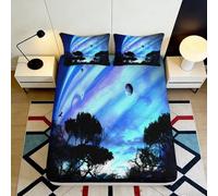 3D Printed Galaxy Starry Sky Fitted Sheet Microfiber Anti-Slip Easy Care Cosmic Nebula Bed Sheet Bedroom Decor 90x200x25cm