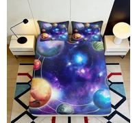 3D Printed Galaxy Starry Sky Fitted Sheet Microfiber Soft Bedroom Decor Cosmic Nebula Mattress Cover Anti-Slip Washable 90x200x25cm
