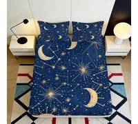 3D Printed Galaxy Starry Sky Fitted Sheet Microfiber Soft Blue Moon Cosmic Nebula Mattress Cover Bedroom Decor 90x200x25cm