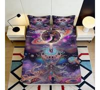 3D Printed Galaxy Starry Sky Fitted Sheet Microfiber Soft Breathable Cosmic Nebula Mattress Cover Bedroom Decor 90x200x25cm