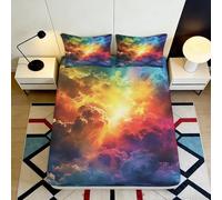 3D Printed Galaxy Starry Sky Fitted Sheet Microfiber Soft Colorful Cosmic Nebula Mattress Cover Bedroom Decor 90x200x25cm