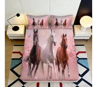 3D Printed Galloping Horse Fitted Sheet Microfiber Bedroom Bedding Deep Pocket Horse Mattress Fitted Cover Washable 200x200x25cm