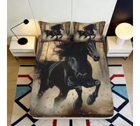 3D Printed Galloping Horse Fitted Sheet Microfiber Deep Pocket Non-Slip Bedroom Bedding Horse Mattress Fitted Cover for Adults Teens 160x200x25cm
