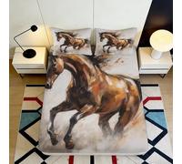3D Printed Galloping Horse Fitted Sheet Microfiber Deep Pocket Non-Slip Bedroom Bedding Horse Mattress Fitted Cover Washable Protection 90x200x25cm