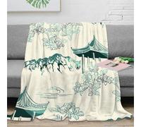 3D Printed garden scene Blanket Ultra Soft Microfiber Bedding Warm Cosy Traditional Chinese Throw Blanket Thoughtful Gift for Friends Families Loved Ones 80×90inch(200x230cm)