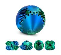 3D Printed Gear Ball Fidget Toy - Steampunk GearSphere Spinner, Durable Smooth Rotation Stress Relief Desk Gadget, Unique Birthday for Teen Boys & Adults (Blue Green)