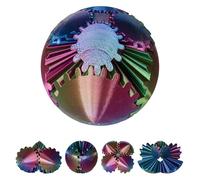 3D Printed Gear Ball Fidget Toy - Steampunk GearSphere Spinner, Durable Smooth Rotation Stress Relief Desk Gadget, Unique Birthday for Teen Boys & Adults (Holographic)