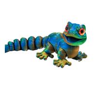 3D Printed Gecko, 13.8cm Gecko Wall Climber Toy, Stress Relief Chameleon Fidget Toy Adult Kid, Articulated Wall Climbing Gecko Toy, 3D Printed Animals for Office Home Decor Gifts (Yellow-Blue-Green)