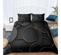 3D Printed Geometric Circle King Size Duvet Cover Set 3 Piece Microfibre Bedding Set Modern Style Quilt Cover 230x220 cm with 2 Pillowcases 50x75 cm and Zipper Closure i.3383