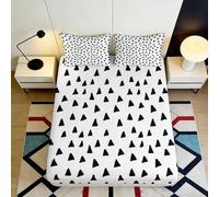 3D Printed Geometric Triangle Fitted Sheet Microfiber Soft Breathable Dot Bed Cover for Bedroom Dorm Decor Mattress Protection 90x200x25cm