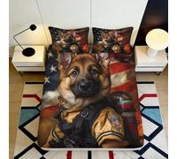 3D Printed German Shepherd American Flag Fitted Sheet Microfiber Soft Bed Sheet Dog Pattern Bedroom Decor 90x200x25cm
