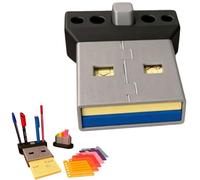 3D Printed Giant USB Organizer, Push Button Sticky Note Dispenser Drawing Stencils for Office, Desk Note Holder with Hidden Storage Compartment