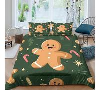 3D Printed Gingerbread man Bedding Cover Microfiber Christmas festive style Comforter Cover Fade Resistant Shrink Resistant Soft Breathable No Iron for All Season Bedding Use Double（200x200cm）