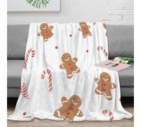 3D Printed GingerbreadMan Travel Blanket Microfiber Soft Cosy Bedding Warm ChristmasFestiveDesign Fluffy Blanket Machine Washable No Shedding for Couples Families Guests 80×90inch(200x230cm)