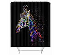 3D Printed Giraffe Animal Glowing Abstract Shower Curtain 180x200 cm Mould Proof Resistant Quick Drying Polyester Fabric Waterproof Washable Bathroom Curtain with 12 rings for Art Deco
