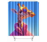 3D Printed Giraffe Animal Painting Cartoon Shower Curtain 220x200 cm Mould Proof Resistant Quick Drying Polyester Fabric Waterproof Washable Bathroom Curtain with 12 rings for Art Deco