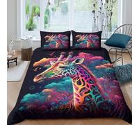 3D Printed Giraffe Art Duvet Cover Polyester Vibrant Fantasy Illustration Quilt Cover Stain Resistant Easy Care for Uni Student Shared Apartment Bedroom Daily Use Double（200x200cm）