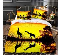 3D Printed Giraffe Duvet Cover Set 155x220(61″×87″),Soft Microfiber Hypoallergenic Animal Bedding Set with Pillowcase, Quilt Cover with Zipper for Kids, Teens 1e101
