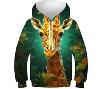 3D Printed Giraffe Kids Teen Girl Boy Hoodies Sweatshirt Animals Tops Casual Long Sleeve Pullover Jumper with Pocket 10-12Y