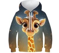 3D Printed Giraffe Kids Teen Girl Boy Hoodies Sweatshirt Animals Tops Casual Long Sleeve Pullover Jumper with Pocket 13-15Y