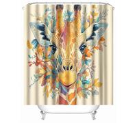 3D Printed Giraffe Painted Abstract Art Shower Curtain 120x180 cm Mould Proof Resistant Quick Drying Polyester Fabric Waterproof Washable Bathroom Curtain with 12 rings for Art Deco