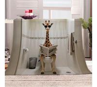 3D Printed Giraffe Sitting On The Toilet Reading A Newspaper Flannel Fleece Blanket (270GSM) Humorous Fantasy Style Super Cozy 130x150 cm single Size Fade Resistant Home Decor Gift - Machine Washable