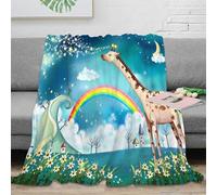 3D Printed Giraffe under stars Bed Blanket Microfiber Soft Cosy Bedding Warm Fantasy cartoon Soft Throw Thoughtful Gift for Families Friends Loved Ones Housewarming 80×90inch(200x230cm)