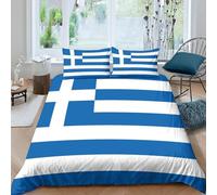 3D Printed girl Duvet Cover Single Greek flag 90x190 cm 3 Piece Bedding Set Ultra Soft Easy Care Hypoallergenic Quilt Cover with Zipper Closure + 2 Pillow cases -72762107445970
