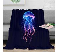 3D Printed Glowing jellyfish Living Room Throw Microfiber Ultra Soft Warm Bedding Digital fantasy art Home Blanket Wrinkle Resistant Anti Static for Homeowners Renters Families 80×90inch(200x230cm)