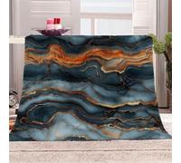 3D Printed Golden Line Marble-06 Flannel Fleece Blanket （270GSM） Natural Art Super Cozy 270x230 cm King Size Fade Resistant Home Decor Gift - Machine Washable