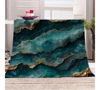 3D Printed Golden Line Marble Flannel Fleece Blanket （270GSM） Nature And Art Super Cozy 150x200 cm Double Size Fade Resistant Home Decor Gift - Machine Washable