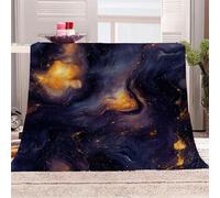 3D Printed Golden Nebula Interweaving Flannel Fleece Blanket （270GSM） Deep Universe Super Cozy 220x240 cm Queen Size Fade Resistant Home Decor Gift - Machine Washable