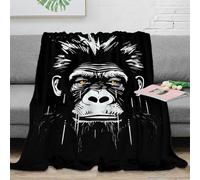 3D Printed Gorilla face art Bedding Throw Microfiber Soft Warm Bedding Cosy Stylized graphic design Bedding Blanket Wrinkle Resistant Non Pilling for Adults Couples Households 50x60inch(127x152cm)