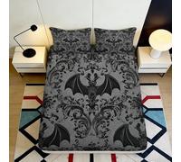 3D Printed Gothic Bat Pattern Fitted Sheet Microfiber Deep Pocket Elastic Hem Non-Slip Mattress Fitted Cover Bedroom Bedding 180x200x25cm
